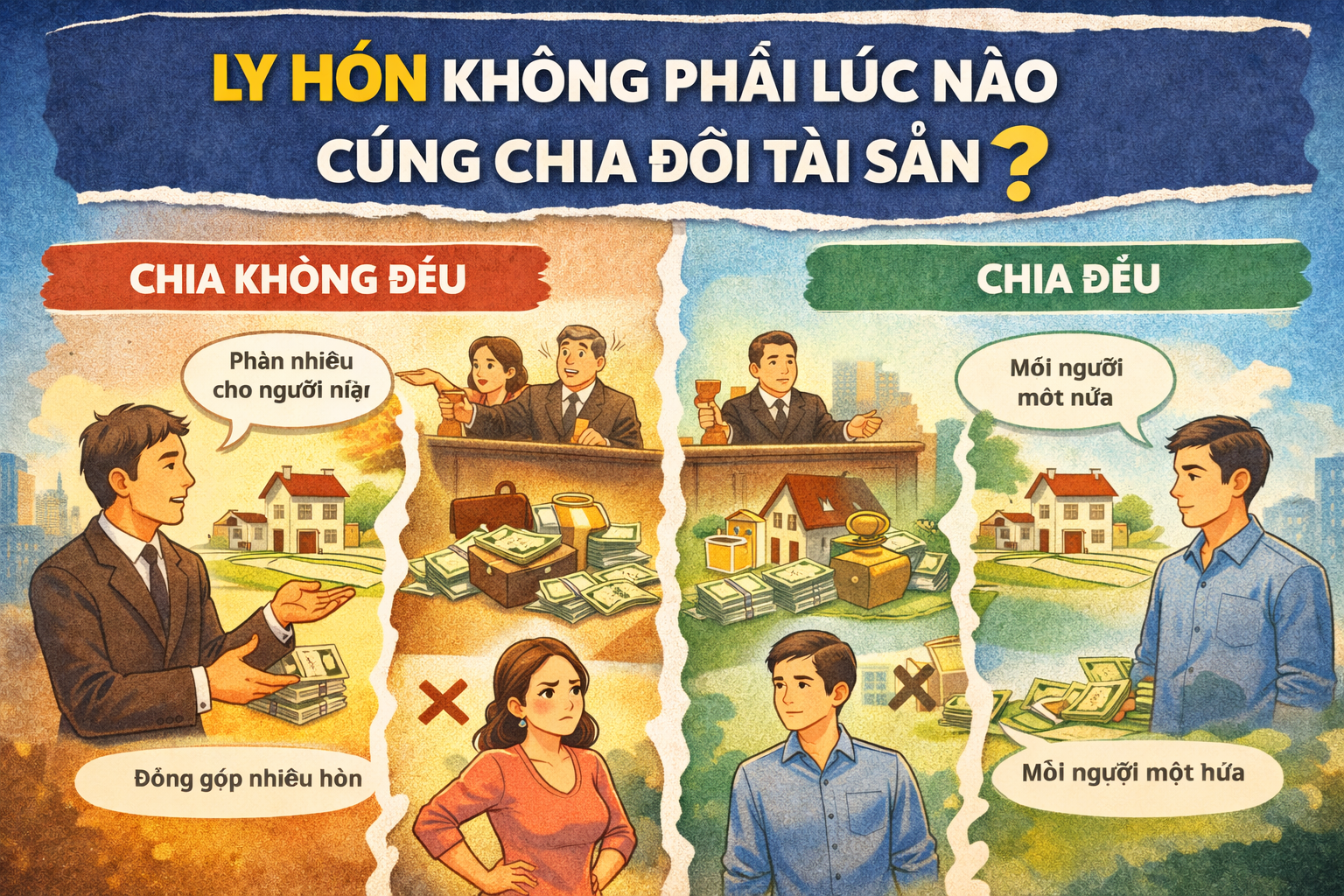 Ly hôn không phải lúc nào cũng chia đôi tài sản  Sự thật pháp lý nhiều người “ngã ngửa” khi ra Tòa