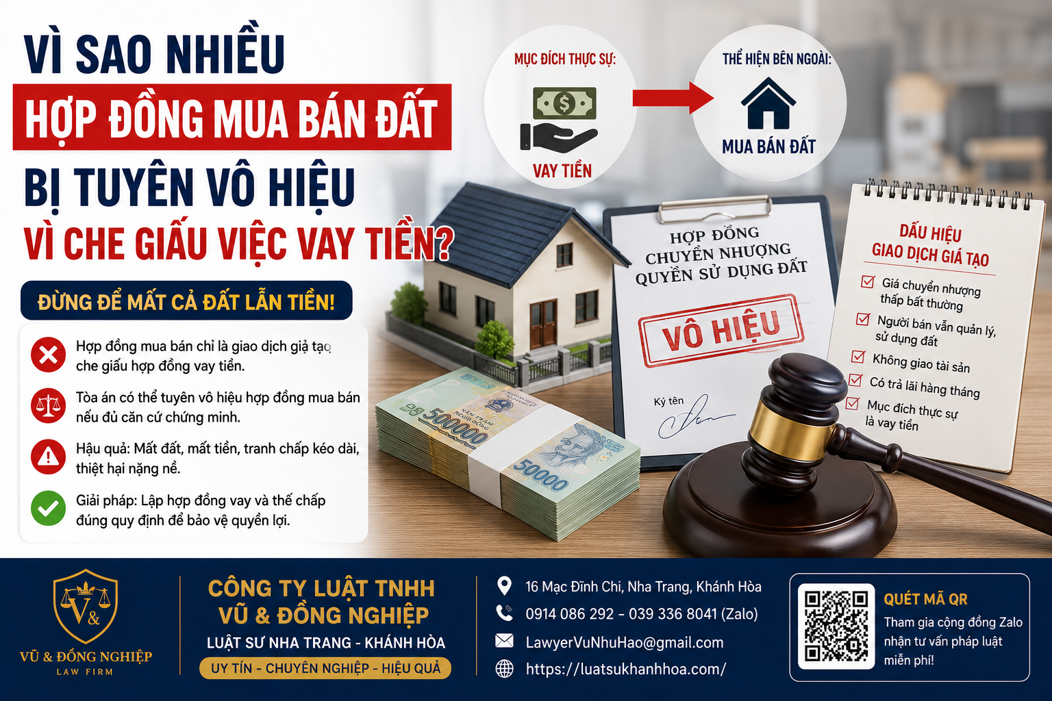 VÌ SAO NHIỀU HỢP ĐỒNG MUA BÁN ĐẤT BỊ TÒA ÁN TUYÊN VÔ HIỆU VÌ CHE GIẤU VIỆC VAY TIỀN? ĐỪNG ĐỂ MẤT CẢ ĐẤT LẪN TIỀN!