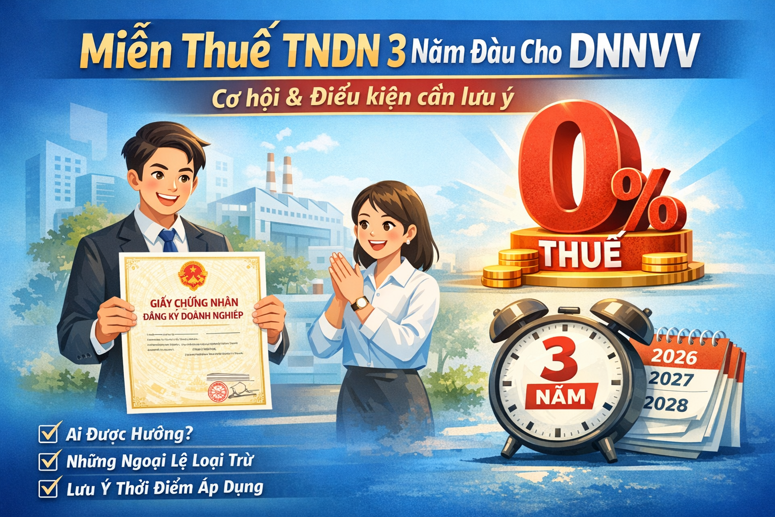 Miễn thuế thu nhập doanh nghiệp 3 năm đầu cho DN Vừa và Nhỏ: Hiểu đúng để không “mất” ưu đãi