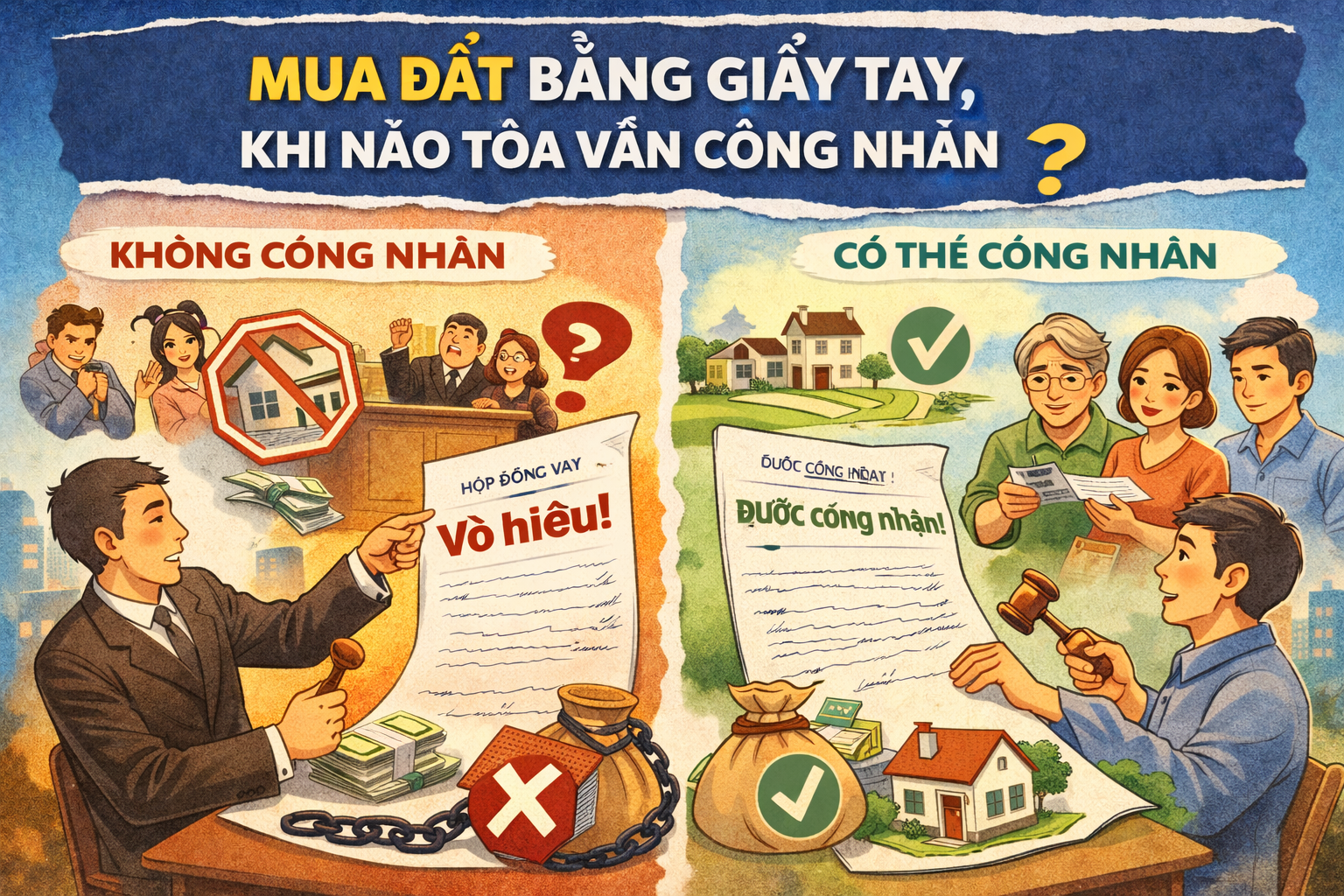 Mua đất bằng giấy tay, khi nào Tòa vẫn công nhận?  Sự thật pháp lý ít người biết phía sau những tờ giấy “viết vội”